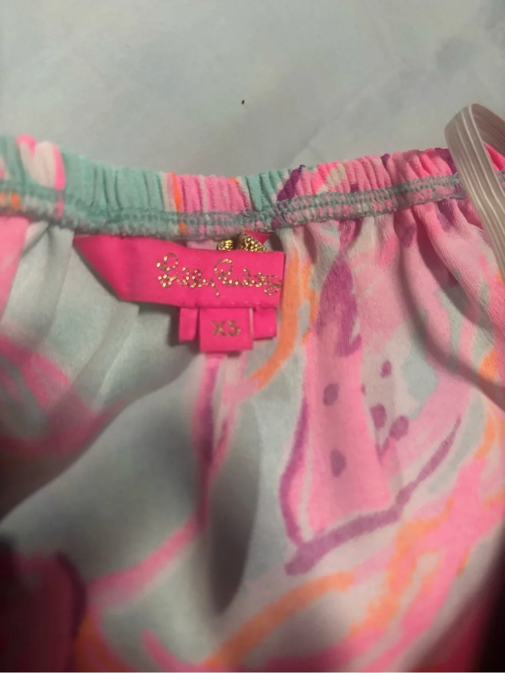 NWOT Lilly Pulitzer Esmeray Top Surf Blue Bonita Blooms Pink Size Extra Small